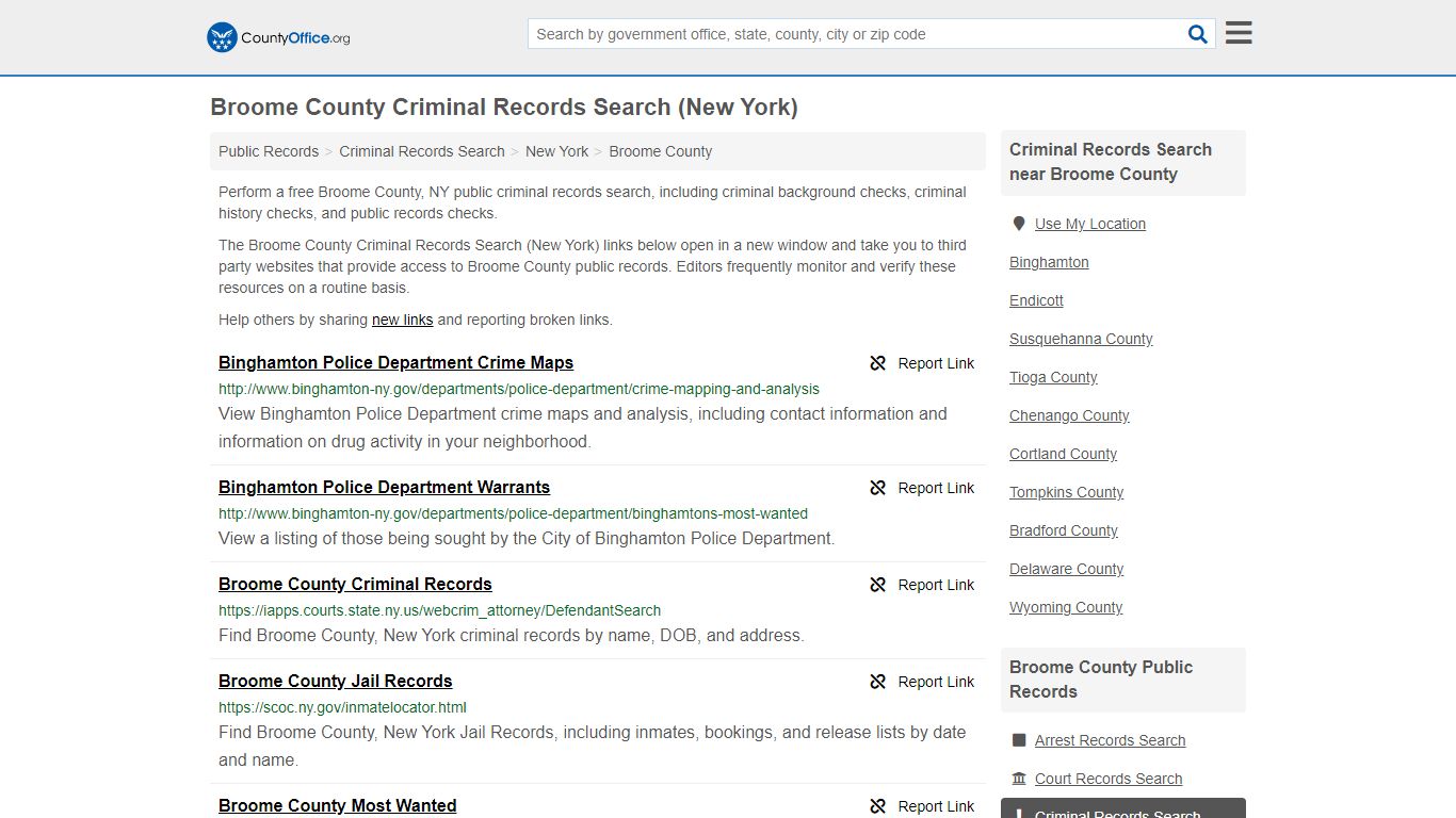 Criminal Records Search - Broome County, NY (Arrests ...